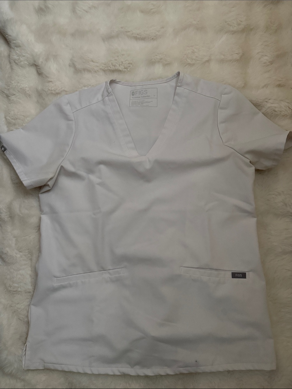Figs White V-Neck Short Sleeve Medical Scrub Top